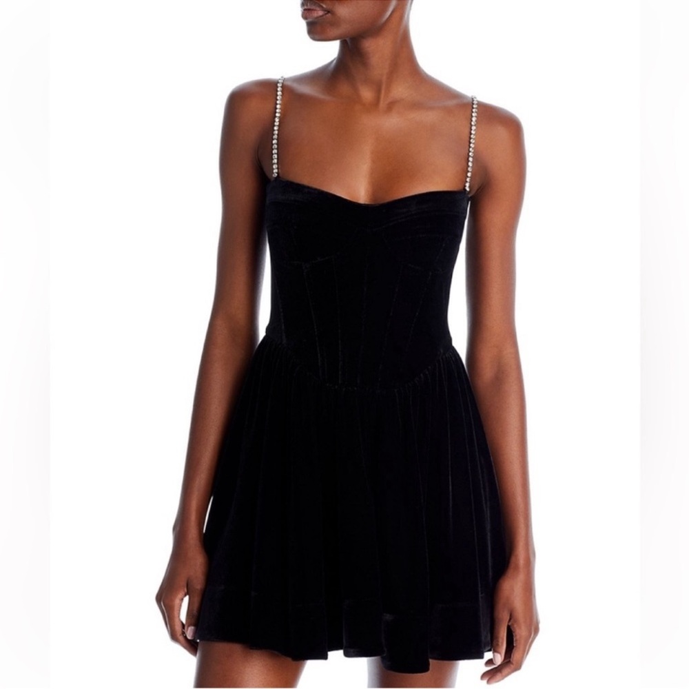 Bardot Women Elsie Velour Mini Dress in black size 4